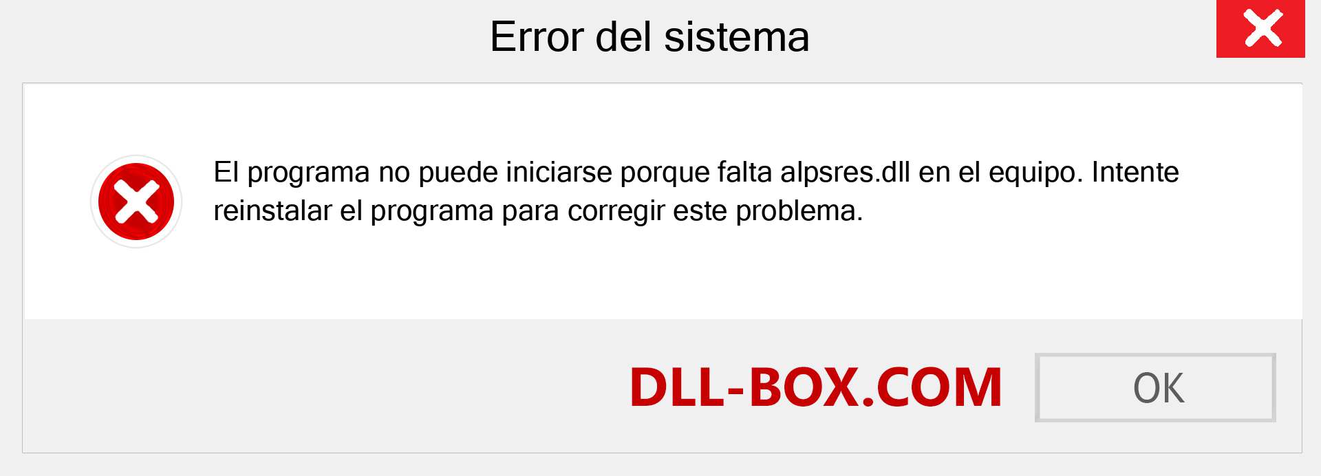 ¿Falta el archivo alpsres.dll ?. Descargar para Windows 7, 8, 10 - Corregir alpsres dll Missing Error en Windows, fotos, imágenes